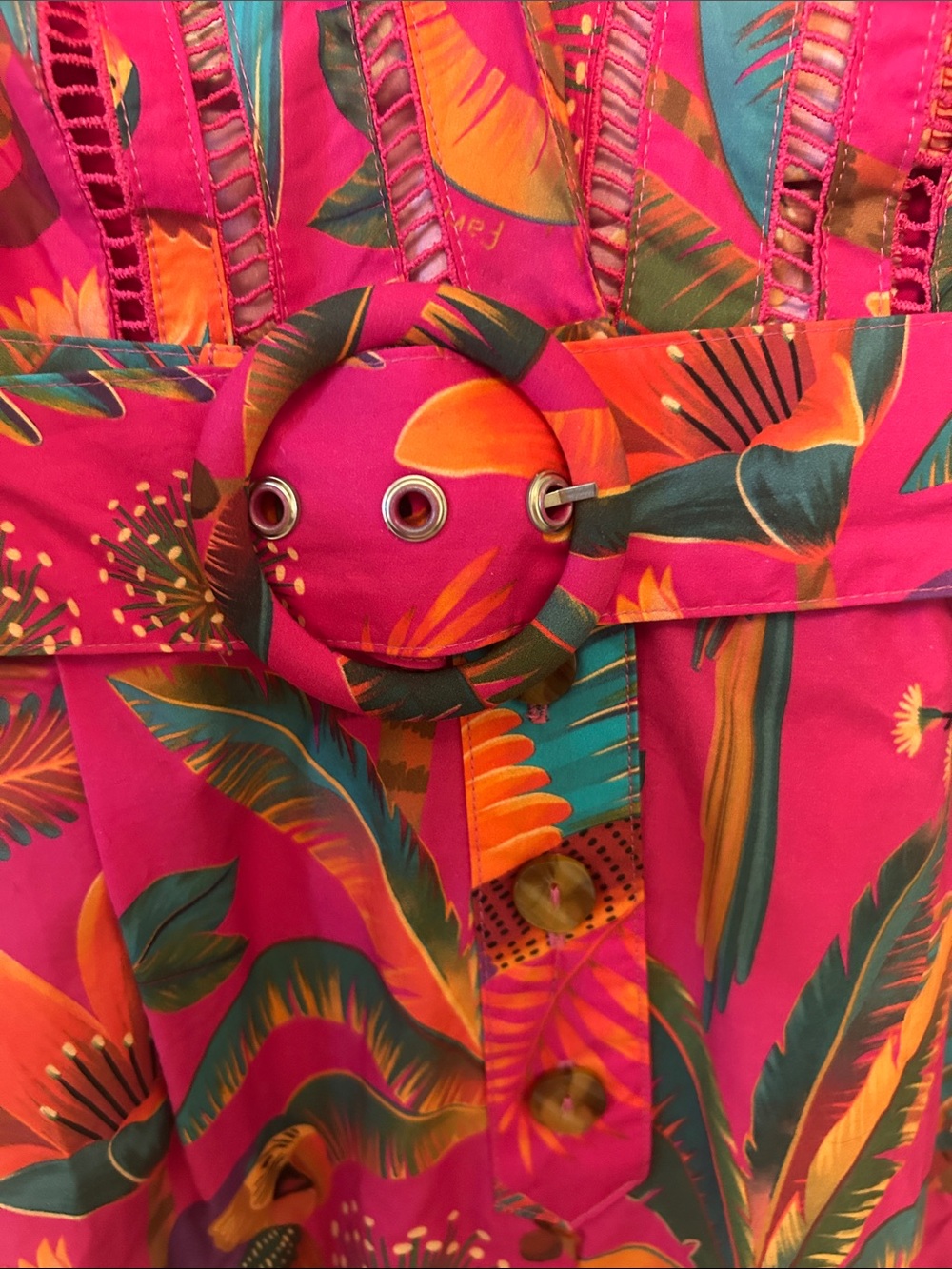Farm Rio Macaw Party Organic Cotton Romper size L - Picture 5 of 6